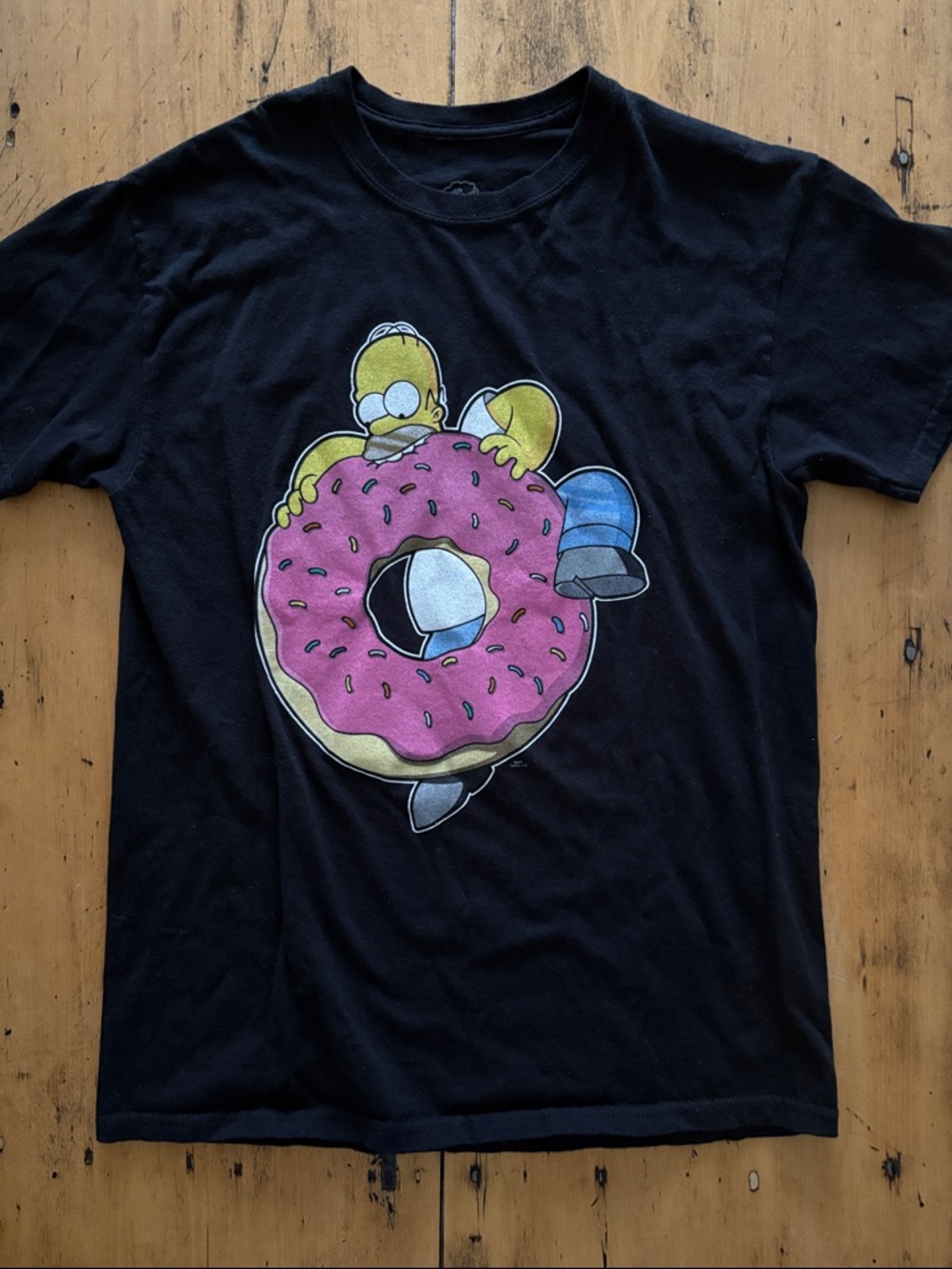 The Simpsons Men's Black Graphic Tee with Homer Simpson US M